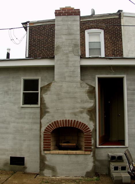 Outdoor Fireplace before Stucco Finish